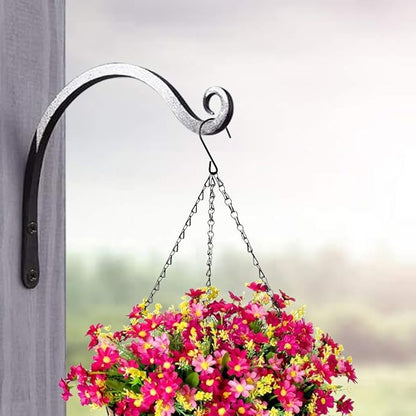 Gtongoko 2 Pack 8 Inch Plant Hangers Outdoor Metal Hanging Plant Bracket Bird Feeder Plant Hooks for Hanging Flower Basket, Wind Chimes, Solar Lanterns, Black