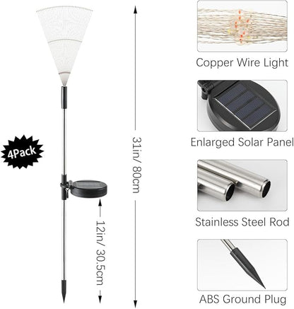 Firework Solar Garden Lights, 120 LED Solar Firework Lights with 8 Lighting Modes, Waterproof Sparkler Starburst Solar Lights Outdoor for Yard Porch Patio Backyard Decor Present, 4 Pack