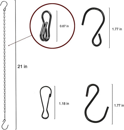 15 Pack BLK Storagehook Black Hanging Chains with Hooks, 21" Chain for Hanging Planter, Bird Feeders, Baskets Billboards Lanterns Wind Chimes Ornaments