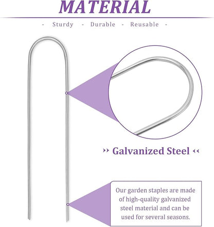 120 Packs Garden Stakes 6 Inches 12 Gauge Heavy Duty Tent Stakes Galvanized Steel Staples Securing Tent Pegs for Weed Fabric Landscape Fabric Netting Ground Sheet Fleece Irrigation Tubes