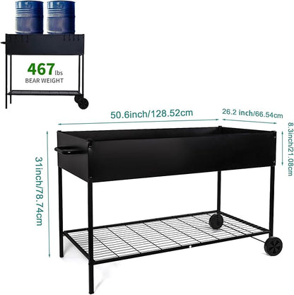 MIXC 50 * 26 * 31 Large Metal Raised Garden Beds with Legs, Elevated Planter Boxes Outdoor Raised for Gardening, Bigger Planter Box for Vegetable Flower Herb