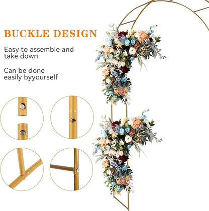 Adorox Metal Garden Arch Trellis for Climbing Plants 7.8ft Outdoor Arch Wedding Halloween Christmas Vine Trellis Pumpkin Archway Assemble Freely 2 Sizes Gold