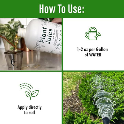 Elm Dirt Plant Juice Organic Fertilizer for All Purpose Plants - Plant Food Indoor House Plants | Liquid Plant Food Outdoor & Indoor Plant Fertilizer for Vegetables, Succulents & Hydroponic 2.5Gallon