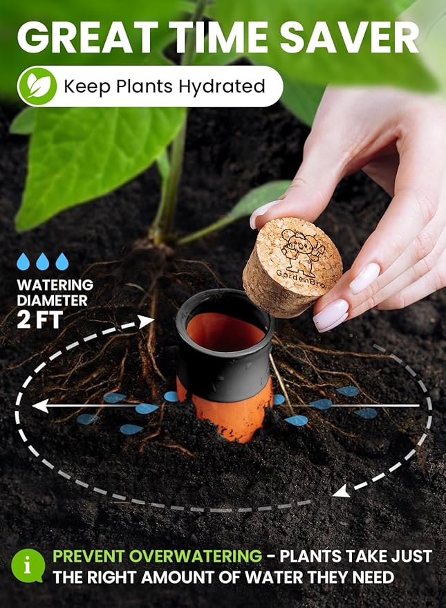 4 Pcs Ollas Terracotta Watering Pots Large- 14 Oz Self Watering Planter Insert Olla Watering System for 1-Week Easy to Refill - Clay Plant Watering Globes for Outdoor & Indoor Plants [4, Black]