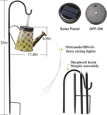 VOOKRY Solar Watering Can Lights, Outdoor Large Hanging Lantern Waterproof, Multicolor Retro Metal Solar Lights for Patio Yard Porch Lawn Garden Christmas Decor Gifts for Mom Women Grandma Birthday