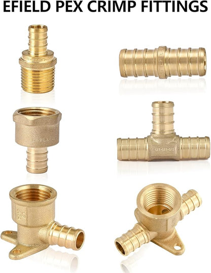 (Pack of 10) EFIELD Pex 1/2-inch Plug End Cap Pipe Barb Crimp Brass Fitting 1/2"