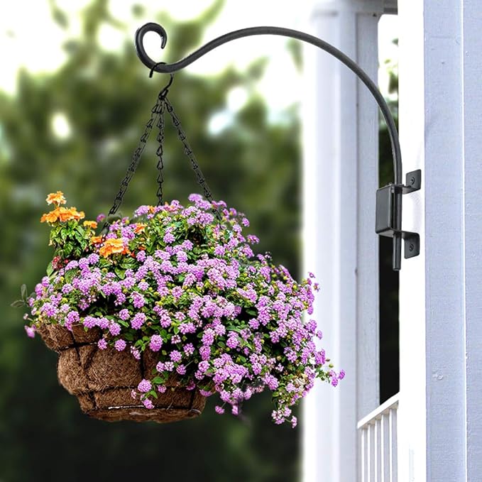 Qiang Ni Swivel Plant Hanger Bracket: Bird Feeder Hanger for Outdoor Wall Mount (12 - A, 12 Inch)