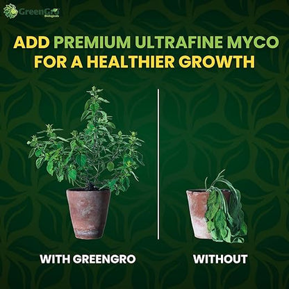 GreenGro Premium Ultrafine Myco - Mycorrhizal Inoculant & Water Soluble Root Enhancer from Superior Strains/Improves Nutrient Uptake & Eases Transplant/Indoor & Outdoor Plant Fertilizer (4 oz)