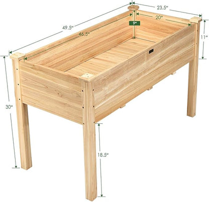 Giantex Raised Garden Bed Kit Elevated Planter Box for Vegetables Fruits Herb Grow, Heavy Duty Natural Cedar Wood Frame Gardening Planting Bed for Deck Patio Yard, 49.5"X23.5"X30.0"