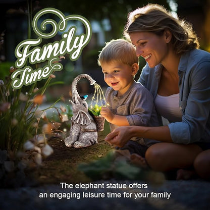 Eletorot Solar Elephant Garden Statues Lights: Garden Decor Elephant Figurines, Yard Decorations for Outdoor, Elephant Gifts for Women Mom Grandma