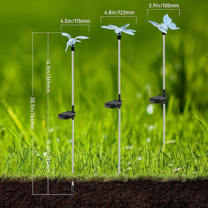 OxyLED Solar Garden Stake Lights 6 Pack Outdoor LED Figurine Lighting Color Changing Waterproof Solar Hummingbird Lights Butterfly Dragonfly for Patio Yard Pathway
