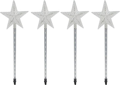 Alpine Corporation Holiday Décor Shooting Star Garden Stake with LED Lights, 4-Pack, Christmas Decoration