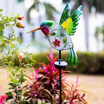 dreamysoul Outdoor Solar Garden Lights, Metal Hummingbird Garden Stake Lights for Outdoor Garden Patio Yard Pathway