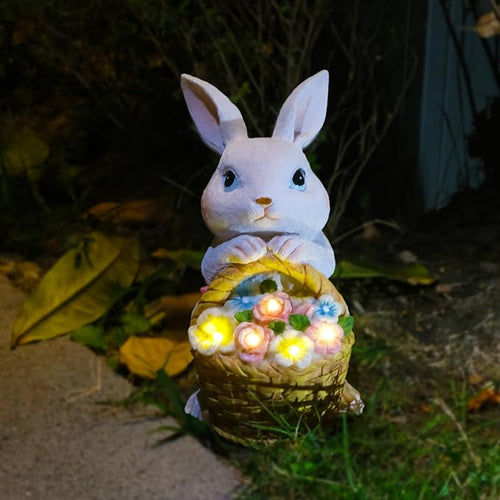 Solar Garden Outdoor Statues Rabbit Light,Lawn Decor Bunny Statue for Patio, for Indoor and Outdoor Decoration Housewarming Garden Lover and Easter