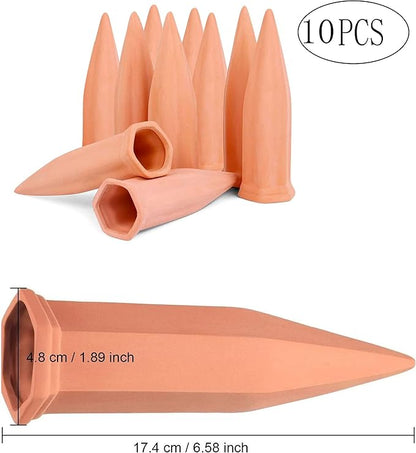 Clay Plant Watering Equipment Holiday Plant Wine Bottle Drinker Slow-Release Plant Watering Head is an Automatic Watering Device, Suitable for Indoor and Outdoor Plants (PVC Label, Random Gift) (10)