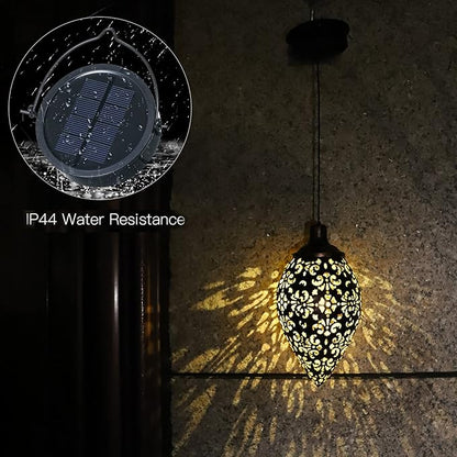Hanging Solar Lights Solar Lantern LED Garden Lights Metal Lamp Waterproof for Outdoor Hanging Decor (2 Pack)