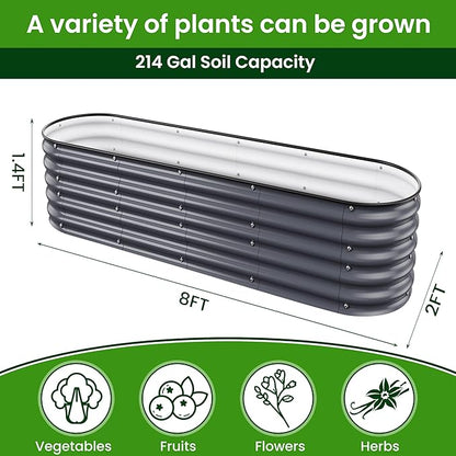 17" Tall Raised Garden Beds Outdoor - Galvanized Aluminum-Magnesium Stainless Steel Durable Metal Planter Box for Growing Plants, Vegetables, Flowers, Fruits(Deep Grey)