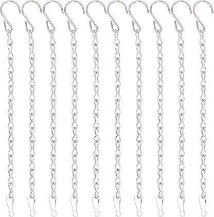 10 Pack 9.5 Inch Silver Hanging Chains for Hanging Bird Feeders, Bird Houses, Planters, Baskets, Birdbaths, Lanterns, Wind Chimes, Billboards, Signs and Ornaments