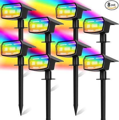 8-Pack Solar Spot Lights Outdoor, 59 LED Solar Lights Outdoor Waterproof, 9 Lighting Modes Outdoor Solar Lights for Yard, Landscape Spotlights for Christmas Garden Pathway Multicolor