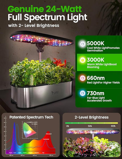 LetPot LPH-SE Hydroponics Growing System, 12 Pods Smart Herb Garden Kit Indoor, Indoor Garden, APP & WiFi Controlled, with 24W Growing LED, 5.5L Water Tank, Pump System, Automatic Timer
