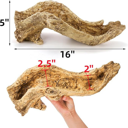 Artificial Driftwood Planter, Sculpture Resin Succulent Flower Pot, Creative Imitation Wood Stump Log Bonsai Plant Pot, Rustic Cactus Container with Drainage Hole for Garden, Indoor, Outdoor