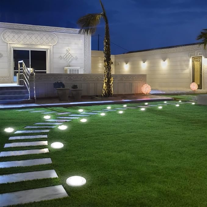 NFESOLAR Solar Lights Outdoor with 16 LEDs, Bright Solar Ground Lights Outdoor Waterproof Solar Pathway Lights for Yard Garden Lawn Walkway Driveway (White 8 Pack)