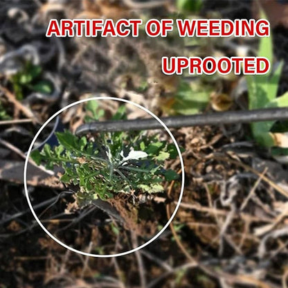 Weeding Artifact Uprooting Weeding Tool, Multifunctional Weeder, Hand Weeder Tool, 4 Teeth Stand Up Weed Puller Tool with Handle for Garden Yard Farm Weed Removal (16in, Extra Long Wood Handle)