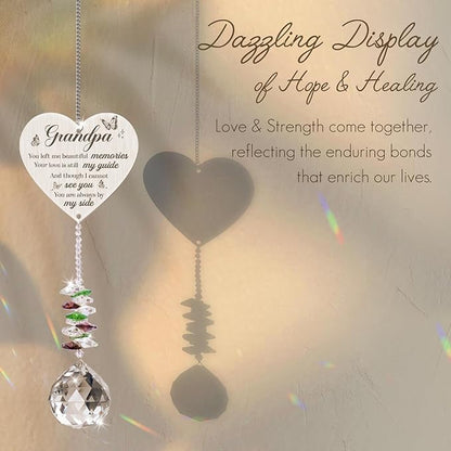 Sympathy Gifts for Loss of Grandfather,Memorial Crystal Suncatcher,Memorial Gifts for Loss of Grandpa,Hanging Crystals Ornament for Window Rainbow Maker Prisms Home Decor Gift