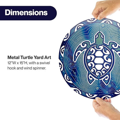 VP Home Tribal Turtle Kinetic Wind Spinners for Yard and Garden Wind Spinner Outdoor Metal Large Hanging Turtle Decor 3D Garden Art Wind Sculpture Spinners Kinetic Art Lawn Ornaments, 12x15 inches
