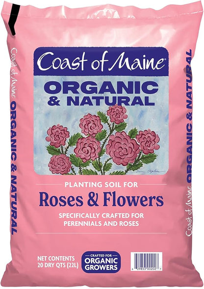 Coast of Maine Roses and Flowers, 20qt (Pack of 2) Organic and Natural Planting Soil for Roses, Annual and Perennial Flowers