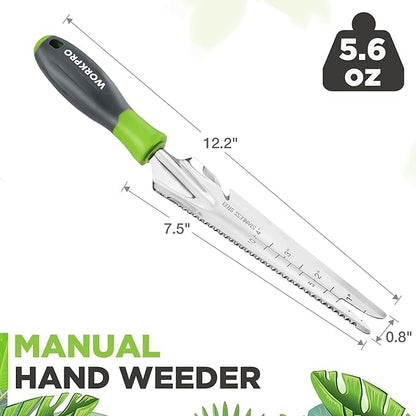 WORKPRO Hand Weeder Puller, 5-in-1 Stainless Steel Garden Trowel with Soft Handle, Gardening Weeding Tool for Easy Weeder Removal, Planting, Weeding, Flower & Vegetable Care in Garden Lawn Yard