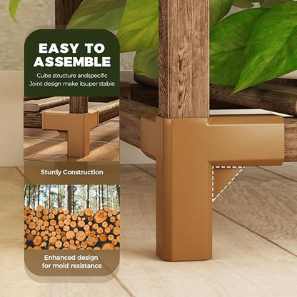 Bamworld Plant Stand Indoor Boho Decor Hanging Plant Shelf Wood Flower Stand for Christmas Gift, Home Decor, Plant Gift