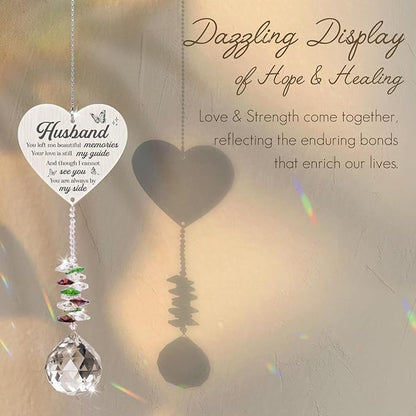 Memorial Crystal Suncatcher,Memorial Gifts for Loss of Husband,Sympathy Gifts for Loss of Husband,Hanging Crystals Ornament for Window Rainbow Maker Prisms Home Decor Gift