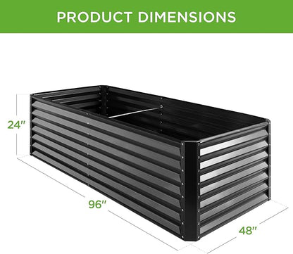 Best Choice Products 8x4x2ft Outdoor Metal Raised Garden Bed, Deep Root Planter Box for Vegetables, Flowers, Herbs, and Succulents w/ 478 Gallon Capacity - Gray
