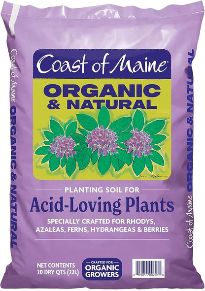 Coast of Maine (20qt) Organic and Natural Planting Soil for Acid-Loving Plants - Rhodys, Azaleas, Ferns, Hydrangeas & Berries
