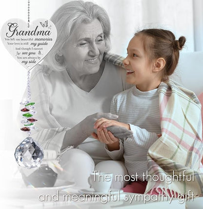 Grandma in Heaven Memorial Crystal Suncatcher Gifts,Sympathy Gifts for Loss of Grandma,Hanging Crystals Ornament for Window Rainbow Maker Prisms Home Decor Gift