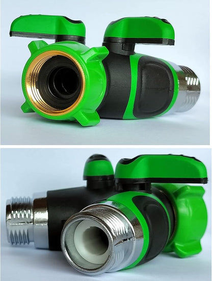 Set of 2 Y Hose Splitters 2 Way, Hose Connector Garden Outdoor Faucet -Water Tap Garden Hose Shut Off Valve Connector for Lawn and Garden- with Comfortable Rubberized Grip (HSLG58)