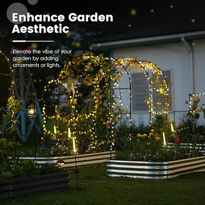 KING BIRD Raised Garden Bed with Arched Trellis Galvanized Planter Garden Box Outdoor for Gardening, Climbing Vegetables, Flowers 7.87x3.94x0.98 Ft 2PCS, Silver