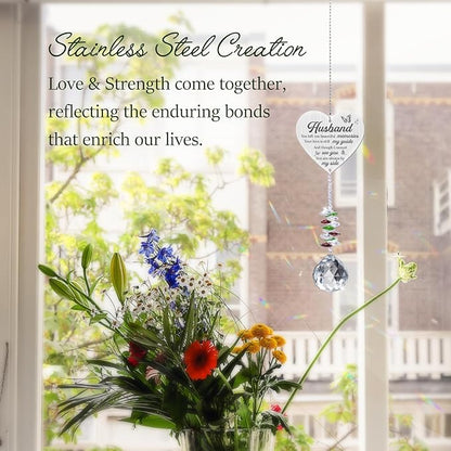 Memorial Crystal Suncatcher,Memorial Gifts for Loss of Husband,Sympathy Gifts for Loss of Husband,Hanging Crystals Ornament for Window Rainbow Maker Prisms Home Decor Gift