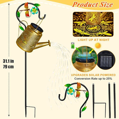 Dragonfly Solar Watering Can Lights, Outdoor Waterproof Garden Lantern with Shepherd Hook, Solar Garden Decor for Yard Outdoor Landscape Pathway Porch Patio, Garden Gift for Women Mom Grandma