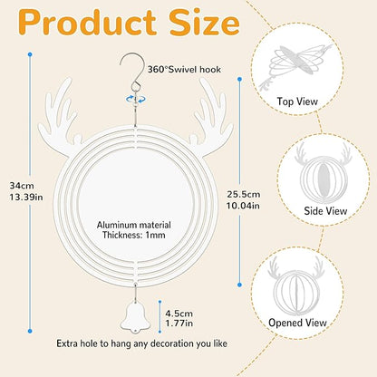 Sublimation Wind Spinner Blanks, 6 Pack 10 Inch 3D Aluminum Metal Hanging Wind Spinner Bulk for Garden Yard Outdoor, Window Porch Decoration for Heat Press Transfer DIY
