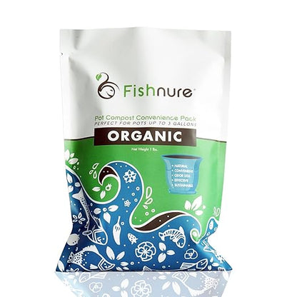 Fishnure - Humus Fish Compost Fertilizer for Indoor Plants, Outdoor Houseplant Fertilizer, Plant Food for Houseplants, Gardener Gifts, 1 lb Convenience Pack for 3-Gallon Pot