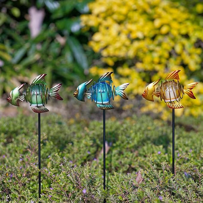 Outdoor Garden Solar Lights,Fish Solar Figurine Lights with Stakes,Waterproof Decorative Solar Lights for Patio,Yard,Lawn,Garden Stakes Decorative Present for Mom