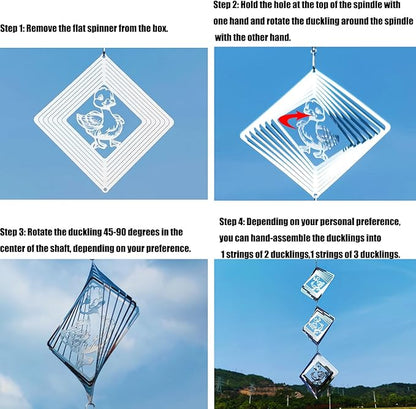 Bird Deterrents for Outside, Reflective Stainless Steel Wind Spinner, Ducks Wind Spinners Outdoor Garden Decor, Bird Scare Devices to Keep Woodpeckers, Pigeons Away from Your House, Patio, Orchards