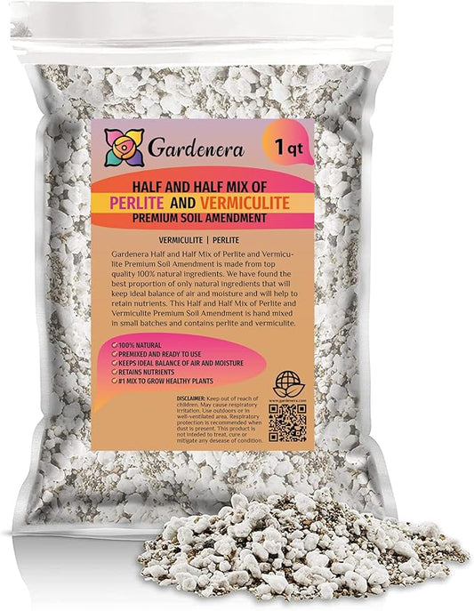 Versatile Perlite and Vermiculite Mix by Gardenera - Tailored for Seedlings, Cuttings, and Bonsai Soil Needs - 1 Quart