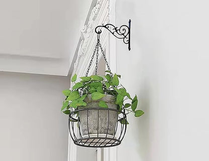 N+A Sunshine Iron Metal Hanging Planter Bracket, 2 Pack Wall Hooks for Hanging Birds Feeders, Latern, Wind Chimes, Coat, Decorative Indoor Outdoor (Black)