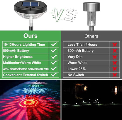 Bright Solar Pathway Lights 6 Pack,Color Changing+Warm White LED Solar Lights Outdoor,IP67 Waterproof Solar Path Lights,Solar Powered Garden Lights for Walkway Yard Backyard Lawn Landscape Decor