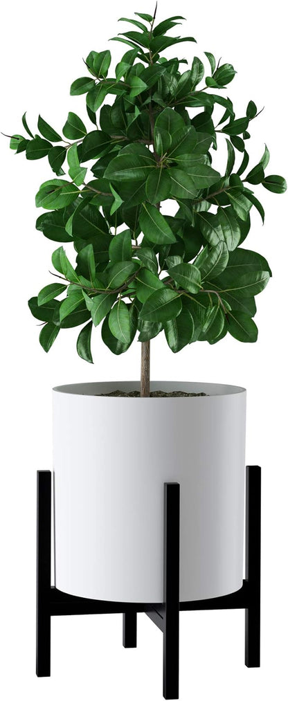 FaithLand Mid Century Plant Stand Indoor Outdoor (EXCLUDING 12" Plant Pot) , Hold Up to 12 Inch Planter, Metal Planter Stand, Potted Plant Holder, Black - Fits Snake Plant - Upgraded Design.