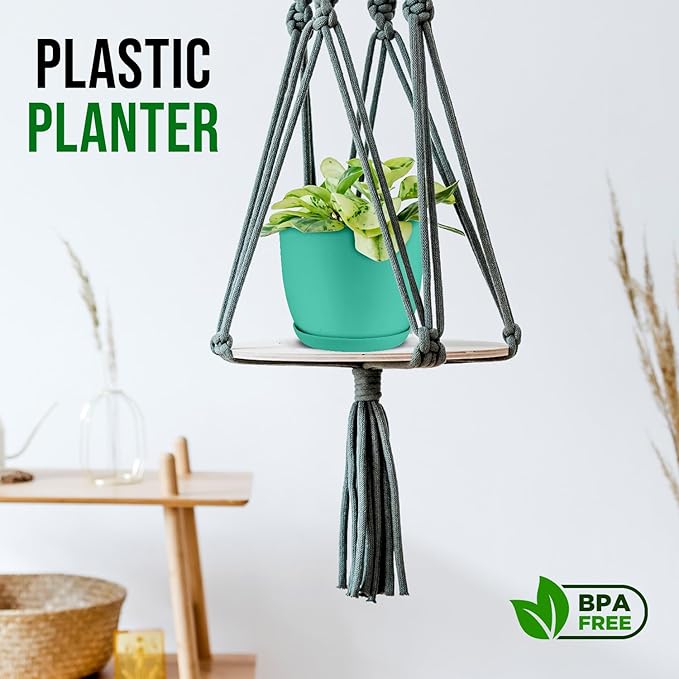 Planter Pots with Drainage Holes - Lightweight, Durable, and Space-Saving Pots for Indoor and Outdoor - Versatile Functionality, Simple Modern Design, Set of 20 Plastic Planter Pots - Aqua