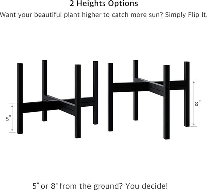 FaithLand Mid Century Plant Stand Indoor Outdoor(Plant Pot Not Included), Hold Up to 14 Inch Planter, Metal Planter Stand, Potted Plant Holder, Black - Fits Snake Plant - Upgraded Design